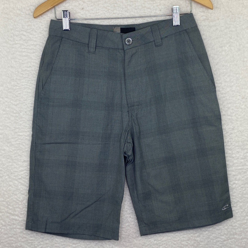 ONeill Mens Hybrid Walk Shorts Grey Plaid Size 28 Boardshorts Casual Summer